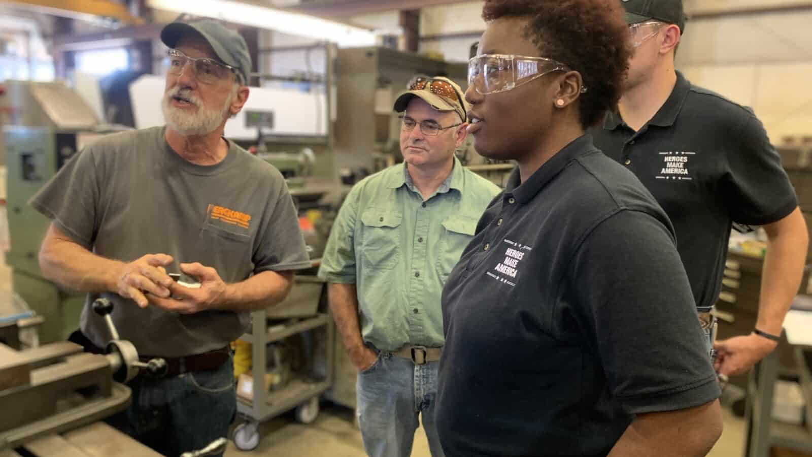Female veteran participates in hands-on manufacturing training program