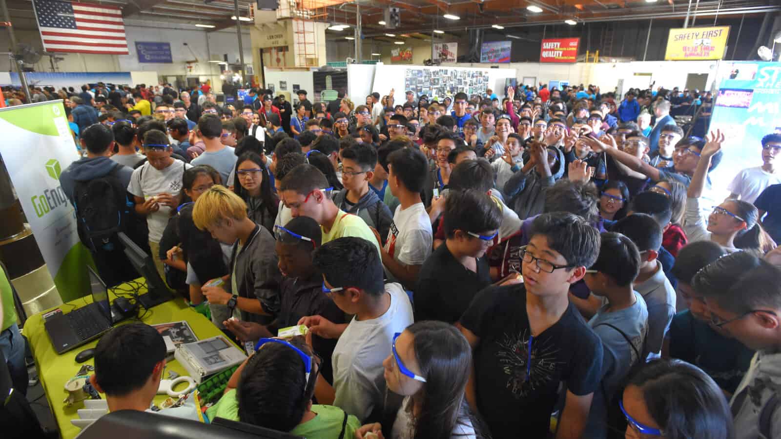 COMPTON, CA - 10/06/2017 - (Photo: Scott Varley, for NAM) Carolyn Lee, Executive Director of the Manufacturing Institute, joins Kellie Johnson, president and CEO of ACE Clearwater for National Manufacturing Day with over 600 local students. This is the fifth time that Ace Clearwater has hosted MFGDAY.